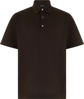Ermenegildo Zegna Piqu&eacute; polo shirt van katoen - Heren - Polos - Bruin - 3XL - Katoen - Tops