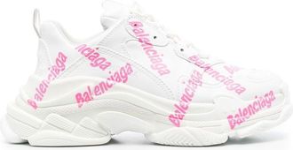 Balenciaga Triple S logo-print sneakers - women - Calf Leather/Rubber/Fabric - 41.5 - White