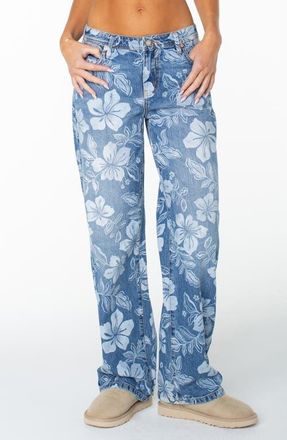 Roxy Haven Flora Straight Leg Jeans in Flora Fade at Nordstrom, Size 29