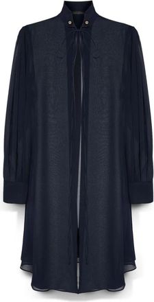 Elena Miro Lange Georgette Blouse - Dames - Overhemden - Blauw - S - Polyester - Overhemden