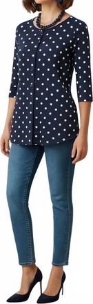 Calypso Polka Dot Blouse Top In Navy Dot