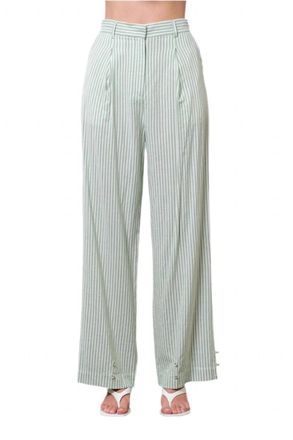 Moon River Adjustable Stripe Pant In Sage
