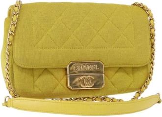Chanel Pre-owned Cross Body Bags, female, Yellow, Size: ONE SIZE Pre-owned Cotton Cross Body Bag
