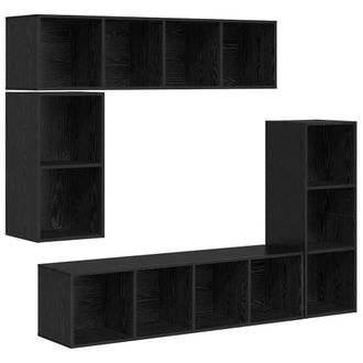 Berkfield Home Wall-mounted with Storage 4 pcs Black oak Engineered wood