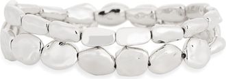 Nordstrom Rack Set of 2 Molten Beaded Stretch Bracelets in Silver at Nordstrom Rack