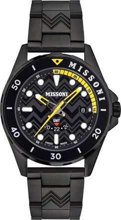 Missoni GMT Sportieve Elegantie Analoge Horloge - Heren - Horloges - Zwart - ONE Size - Accessoires