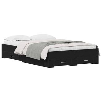 Berkfield Home Modern Bed Frame with Drawers Black Oak 120x190 cm Engineered Wood