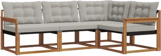 vidaXL Conjunto De Sof&aacute;s De Exterior 4 Uds. Gris Natural Y Claro Vidaxl