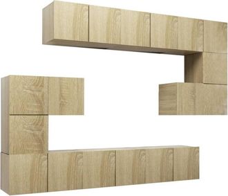 vidaXL Set de muebles salón TV 10 pzas madera ingeniería roble Sonoma vidaXL