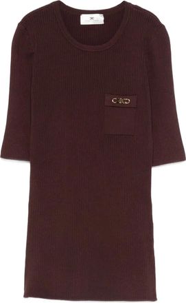 Elisabetta Franchi T-shirt a coste - Marrone