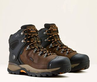 Ariat Mens Endeavor 6 Waterproof Carbon Toe Work Boots In Dark Brown
