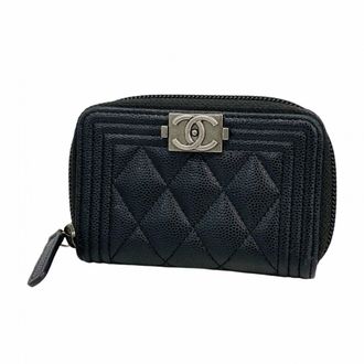 Chanel Black Grained Calfskin Coin Purse/Coin Case (Pre-Owned)