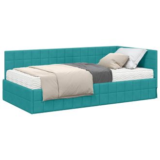 vidaXL Estructura De Cama Esquina Con Colch&oacute;n 2 Pcs Tuquesa Terciopelo Vidaxl