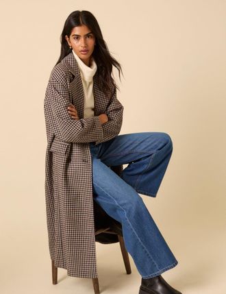 Nobody's Child Black And Brown Houndstooth Relaxed Coat