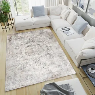 Tapiso Alfombra de polipropileno en marr&oacute;n, crema y gris 160x220 cm