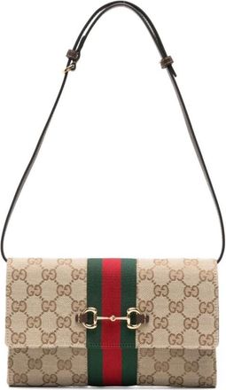 Gucci Horsebit Web Portemonnee met Band - Dames - Schoudertassen - Beige - ONE Size - Tassen