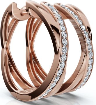 Pompeii3 1/2Ct Diamond Hoops 1 Tall 10k Gold Lab Grown EF/VS