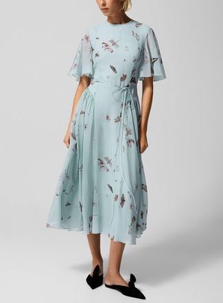 Erdem Womens Pure silk sheer sleeves dress