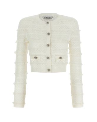 Self Portrait White Textured Cardigan