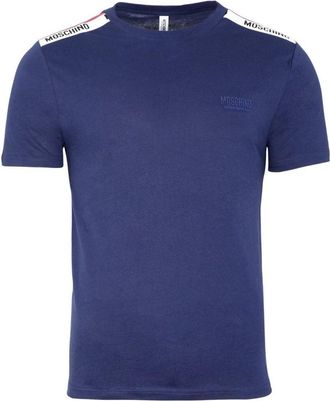 Moschino Unisex Adult Logo Taped Shoulders T-Shirt (Marineblauw)