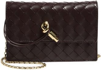 Bottega Veneta Slim Andiamo Intrecciato Lambskin Crossbody Wallet in 2264 Dark Barolo-M Brass at Nordstrom