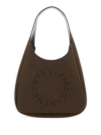 Stella McCartney perforated-logo shoulder bag - Brown