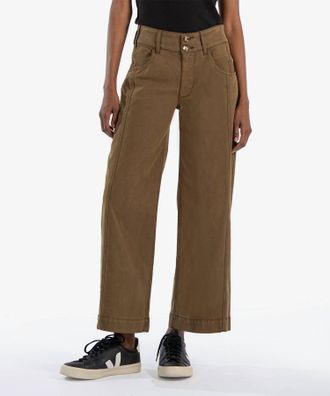 Kut from the Kloth Womens Charlotte High Rise Wide Leg Pants In Dark Olive