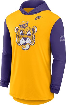 Nike LSU Campus Legacy Nike Mens Dri-FIT College Long-Sleeve Hooded T-Shirt in Yellow | 01NB09SLLOV-CNJ