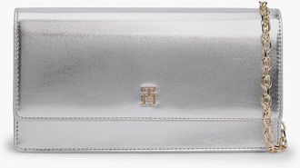 Tommy Hilfiger Womens Metallic Chain Strap Wallet - Silver