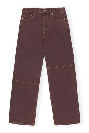 Ganni Brown Overdyed Bleach Izey Jeans - Size 29 Organic Cotton