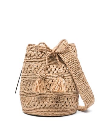 Maneb&igrave; interwoven drawstring bucket bag - Neutrals