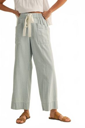 Merci Striped Wide Leg Pants In Blue & White