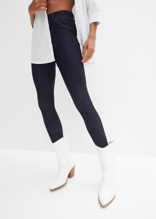 Bonprix Leggings BONPRIX, Damen, Gr. 52/54 (XXL), N-Gr, blau (blau stone), Obermaterial: 70% Baumwolle, 25% Polyester, 5% Elasthan, skinny fit, Hosen Leggings