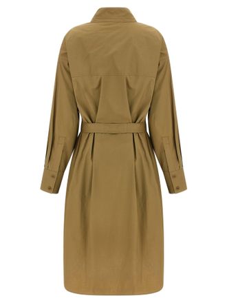 Nude Cotton Poplin Chemisier Dress - Camel