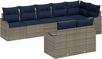 vidaXL Conjunto De Sof&aacute; De Jard&iacute;n 8 Uds. Gris Rat&aacute;n Sint&eacute;tico Vidaxl