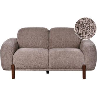 Beliani 2 Seater Sofa Taupe Boucle Upholstery Soft Modern Organic Low Curvilinear ODNES