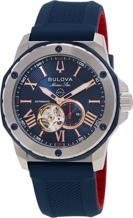 Bulova Marine Star Automatic Blue Dial Mens Watch 98A282