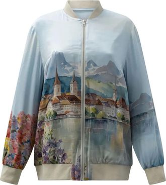 Sleep No More zip print jacket - Blue