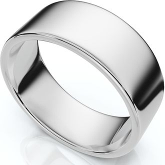 Pompeii3 Mens 8mm Flat 950 Platinum Comfort Wedding Ring Band Size Selectable