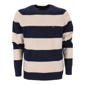 Tommy Hilfiger Round-neck Knitwear, male, Multicolor, L, Lambswool Crewneck Jumper