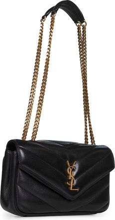 Saint Laurent Womens Shoulder Bag Loulou Small Black Lambskin