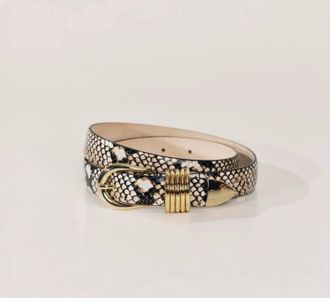 D&eacute;hanche Womens Hollyhock Snake Belt In Desert Python & 24K Gold