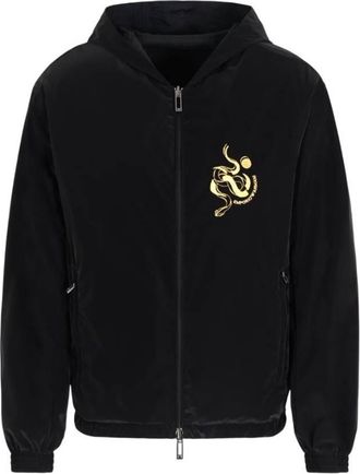 Emporio Armani Embroidered Hooded Reversible Jacket, Brand Size 50 ( US Size 40 )