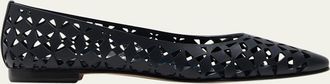 Manolo Blahnik Gelista Perforated Leather Ballerina Flats
