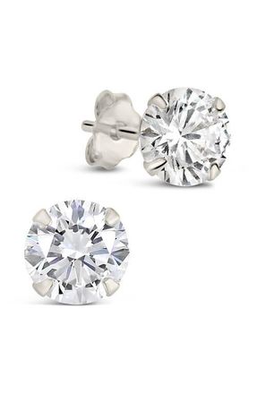 Sterling Forever Cubic Zirconia Stud Earrings in Silver at Nordstrom