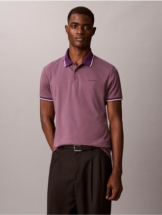 Calvin Klein Mens Liquid Touch Tipping Stripe Polo Shirt - Purple - 2XL
