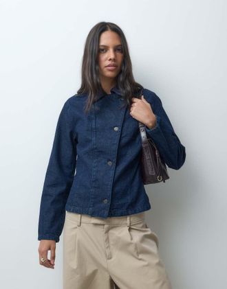 Asos giacca di jeans con vita stretta in rinse-blu navy