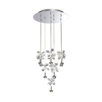 Netlighting Aviva Ceiling Cluster Pendant Round 10 Light 4000K LED Chrome Crystal in Grey