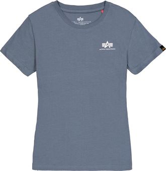 Alpha Industries T-Shirt ALPHA INDUSTRIES Basic T-Shirt SL W, Damen, Gr. XS, blau (denim blau), Obermaterial: 100% Baumwolle, Shirts T-Shirt