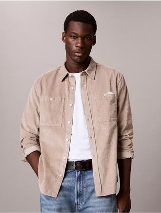 Calvin Klein Jeans Calvin Klein Mens Corduroy Pocket Easy Shirt - Brown - 2XL
